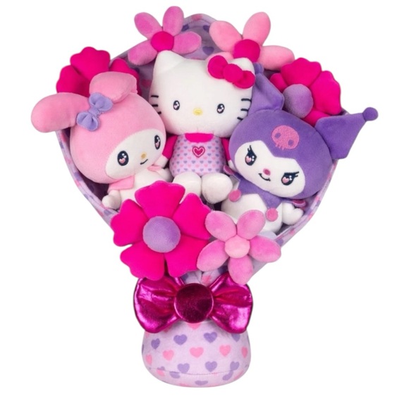 Hello Kitty My Melody Kuromi Valentine Plush Bouquet Boxed Sanrio NWT - Picture 2 of 16